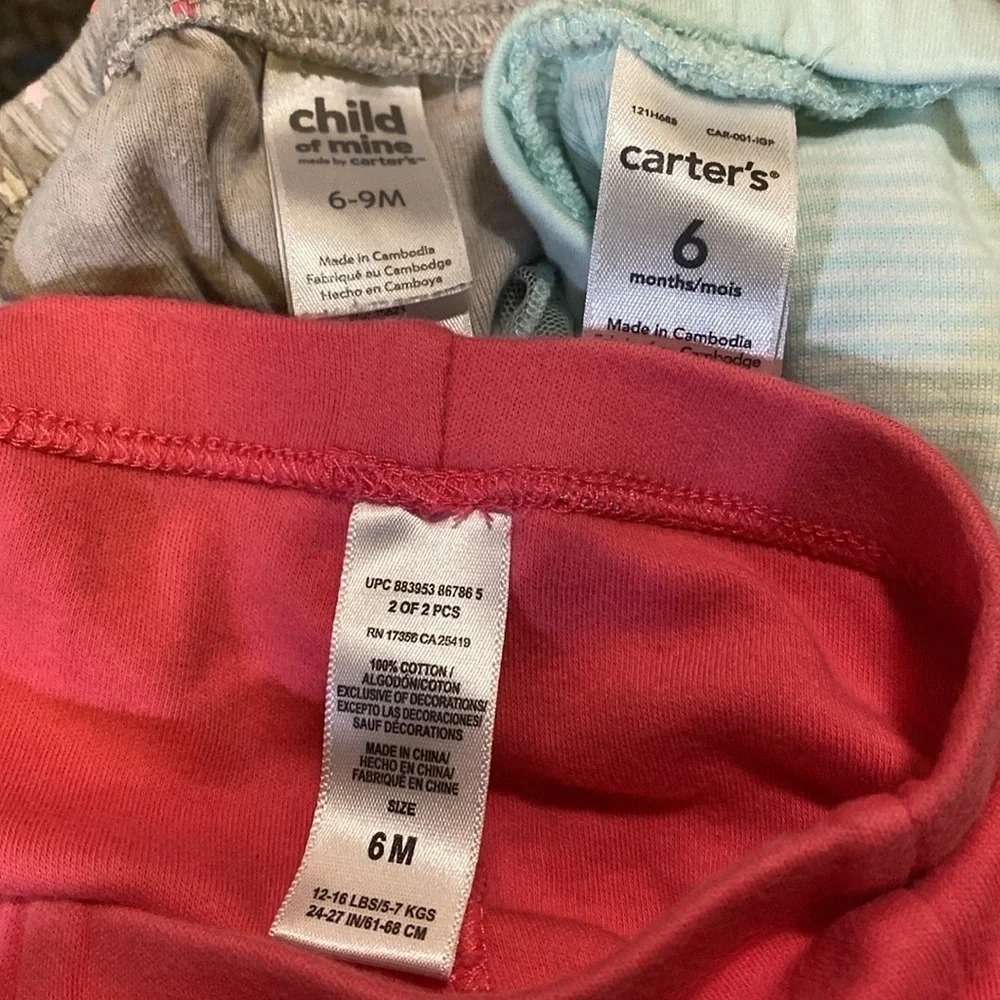 3/$20.  6-9 Month Girl’s Leggings